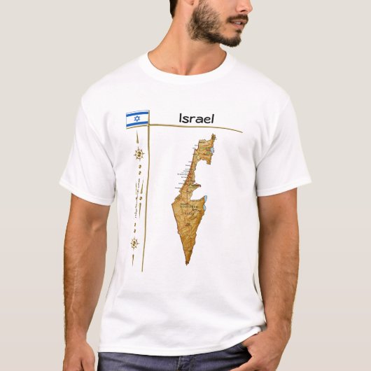 Israëlische kaart + vlag + titel T-shirt (Voorkant)