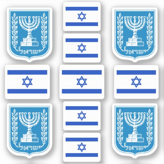 Israëlische nationale symbolen/embleem en vlag sticker (Voorkant)