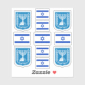 Israëlische nationale symbolen/embleem en vlag sticker (Vel)