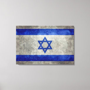 Israëlische nationale vlag op steentextuur canvas afdruk