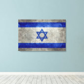 Israëlische nationale vlag op stenen textuur canvas afdruk (Insitu (Houten vloer))
