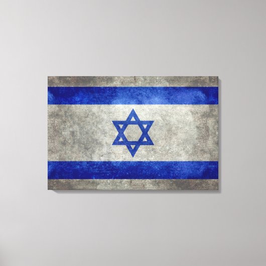 Israëlische nationale vlag op stenen textuur canvas afdruk (Voorkant)