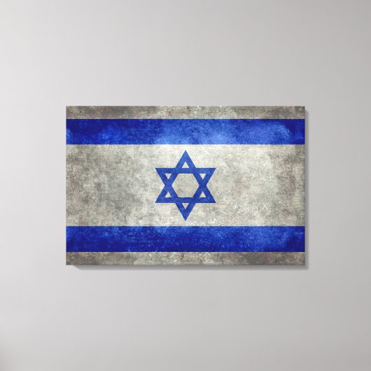 Israëlische nationale vlag op stenen textuur canvas afdruk (Voorkant)