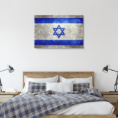 Israëlische nationale vlag op stenen textuur canvas afdruk (Insitu (Slaapkamer))