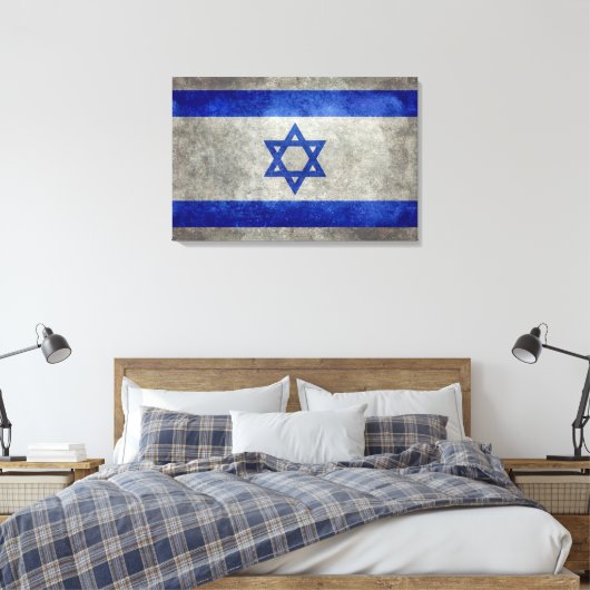 Israëlische nationale vlag op stenen textuur canvas afdruk (Insitu (Slaapkamer))