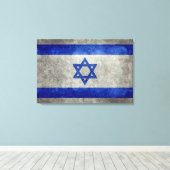 Israëlische nationale vlag op stenen textuur canvas afdruk (Insitu (Houten vloer))