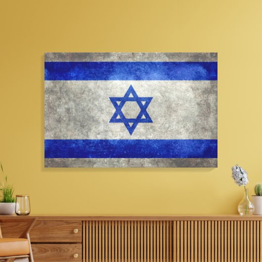Israëlische nationale vlag op stenen textuur canvas afdruk (Insitu (Woonkamer))