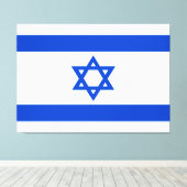 Israëlische vlag blauwe ster van David Canvas Afdruk (Insitu (Houten vloer))