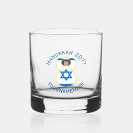 Israëlische vlag Chanoeka Angel gepersonaliseerd Whisky Glas