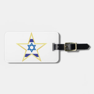 Israëlische Vlag Davidster Goud Afgewerkt Bagagelabel