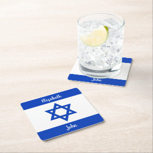Israëlische vlag gepersonaliseerd kartonnen onderzetters