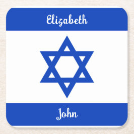 Israëlische vlag gepersonaliseerd kartonnen onderzetters
