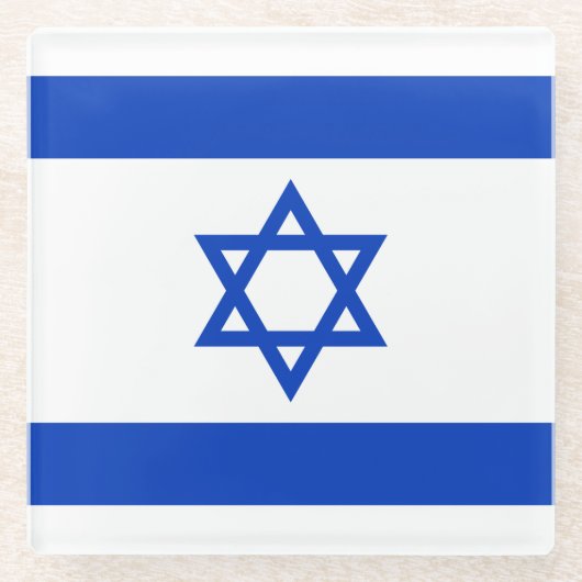 Israëlische vlag glazen onderzetter (Voorkant)
