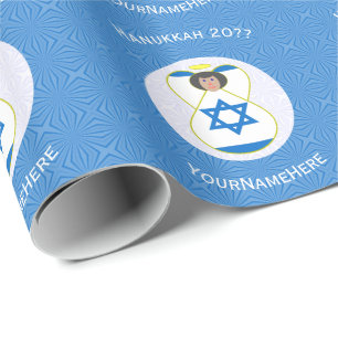 Israëlische Vlag Hanukkah Engel Persoonlijk Cadeau Cadeaupapier