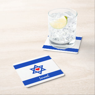 Israëlische vlag & hart - Israëlisch reizen/sportf Kartonnen Onderzetters