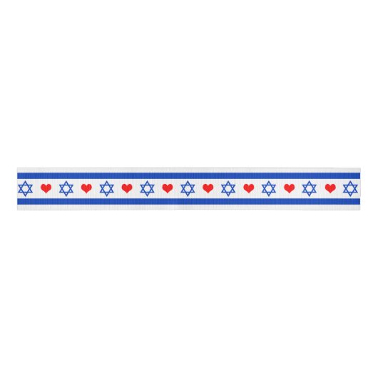Israëlische vlag & hart, Israëlisch reizen, vakant Grosgrain Lint (Voorkant)