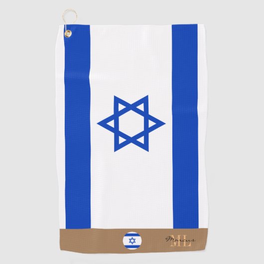 Israëlische vlag & Israël monogrammen / golfhanddo Golfhanddoek (Voorkant)