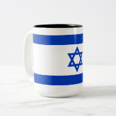 Israëlische vlag (Israël) Tweekleurige Koffiemok (Voorkant links)