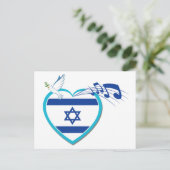 Israëlische vlag - muziek - vrede - liefde, briefkaart (Staand voorkant)