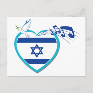 Israëlische vlag - muziek - vrede - liefde, briefkaart