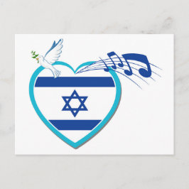 Israëlische vlag - muziek - vrede - liefde, briefkaart