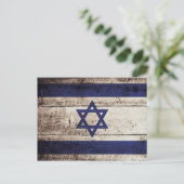 Israëlische vlag op oude houten graan briefkaart (Staand voorkant)