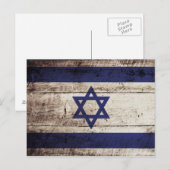 Israëlische vlag op oude houten graan briefkaart (Voorkant / Achterkant)
