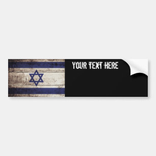 Israëlische vlag op oude houten graan bumpersticker