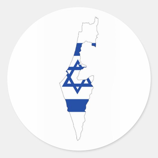 israëlische vlag plattegrond silhouet ronde sticker (Voorkant)