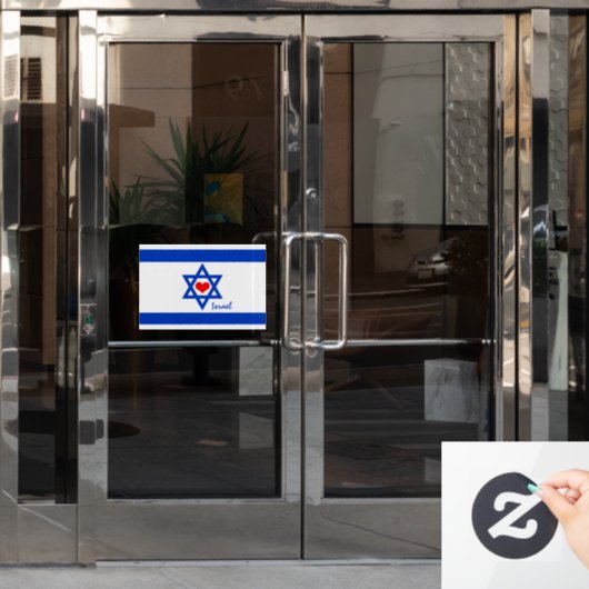 Israëlische vlag, Rode Hart & Israël patriotten / Raamsticker (Kantoordeur)