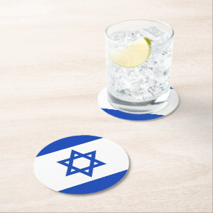 Israëlische vlag ronde kartonnen onderzetter