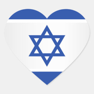 Israëlische vlag Ster van David Blue op White Hart Sticker