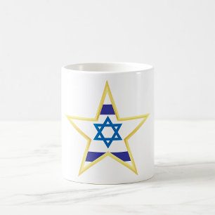 Israëlische Vlag Ster van David Goud Afgewerkt Koffiemok