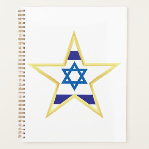 Israëlische Vlag Ster van David Goud Afgewerkt Planner
