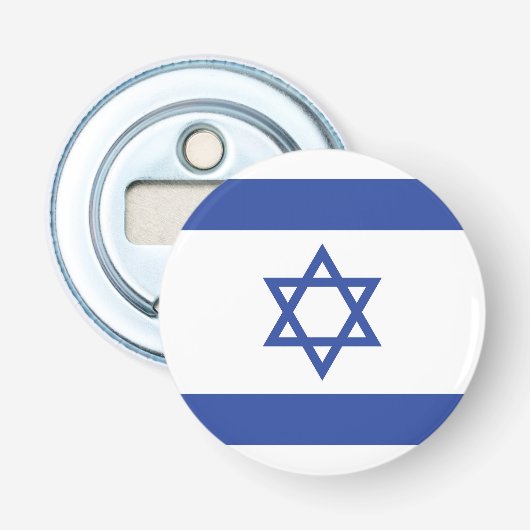 Israëlische vlag, ster van David Judaism Jewish Button Flesopener (Voorkant)