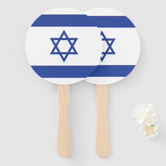 Israëlische vlag, ster van David Judaism Jewish Handwaaier (Voorkant en achterkant)