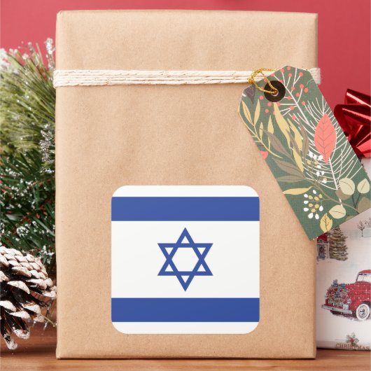 Israëlische vlag, ster van David Judaism Jewish Vierkante Sticker (Feestdagen)