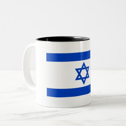 Israëlische vlag tweekleurige koffiemok (Voorkant links)