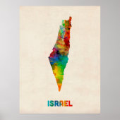 Israëlische Waterverf Map Poster (Voorkant)