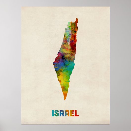 Israëlische Waterverf Map Poster (Voorkant)