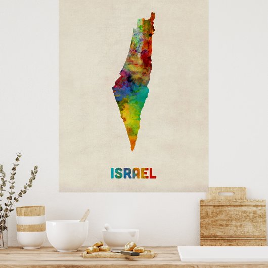 Israëlische Waterverf Map Poster (Keuken)