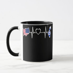 Israëlitisch Amerikaanse Vlag USA Israël Hartslag Mok