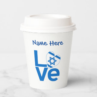 Israëlitische Vlag Hart Blauw LIEFDE Persoonlijk F Papieren Bekers
