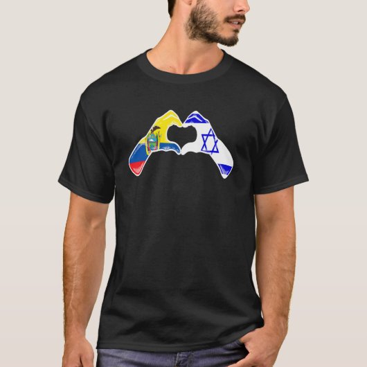 Isreal Ecuador Flag Isreali Ecuadorian Heart T-shirt (Voorkant)
