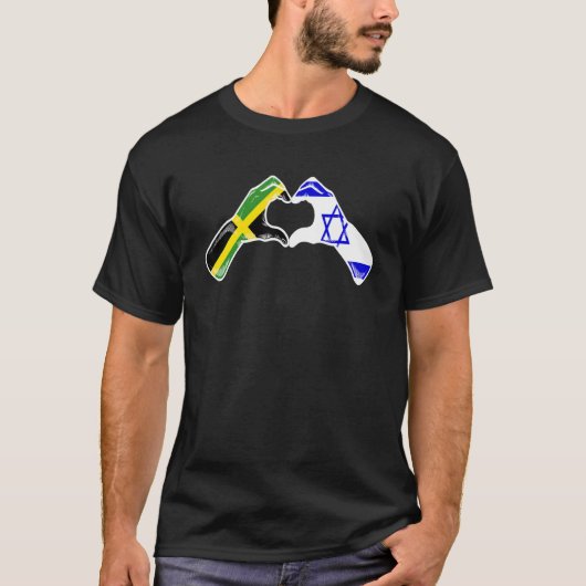 Isreal Jamaica Flag Isreali Jamaican Heart T-shirt (Voorkant)