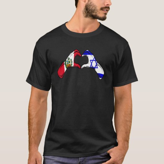 Isreal Peru Flag Isreali Peruvian Heart T-shirt (Voorkant)