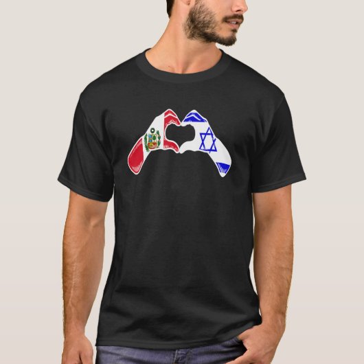 Isreal Peru Flag Isreali Peruvian Heart T-shirt (Voorkant)