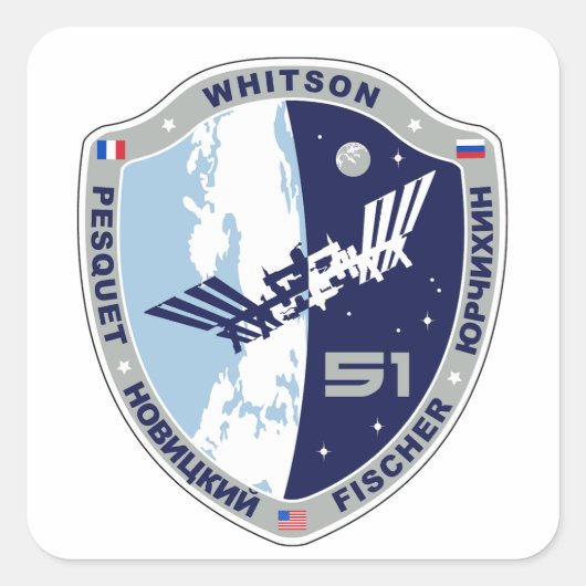 ISS Expeditie 51 Patch Logo Vierkante Sticker (Voorkant)