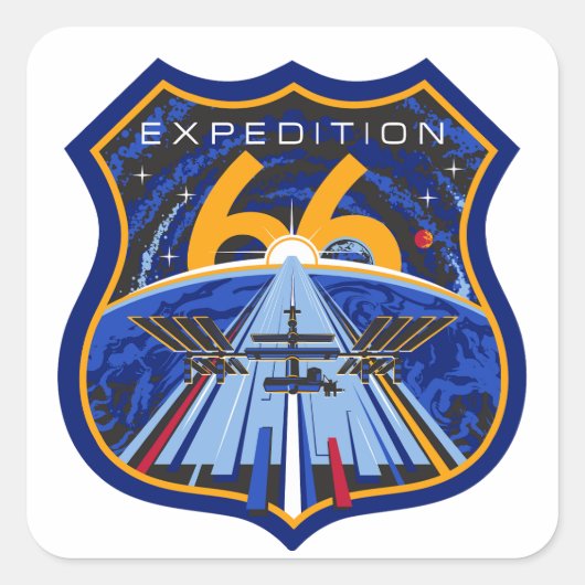 ISS Expeditie 66 Patch Logo Vierkante Sticker (Voorkant)