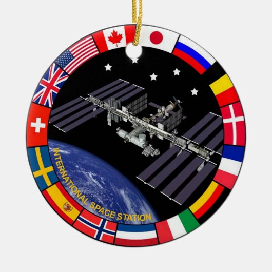 ISS-leden Composite Logo Keramisch Ornament (Voorkant)